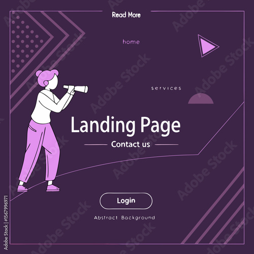 Wallpaper Mural Woman with Telescope on Landing Page Background Torontodigital.ca