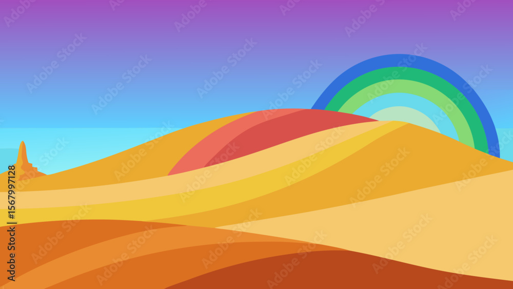 Obraz premium Fantasy Scene of a Desert Made of Shimmering Rainbow Sand
