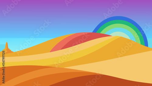 Fantasy Scene of a Desert Made of Shimmering Rainbow Sand