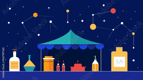 Fantasy Scene of a Market Where Constellations are Sold