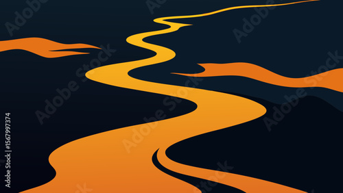 High Angle Drone Like View of a River Delta at Sunset