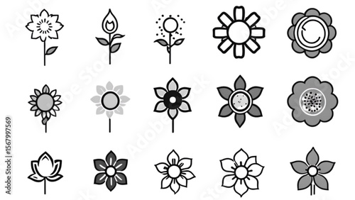 装飾的な花アイコンセット｜Decorative Flower Icon Set