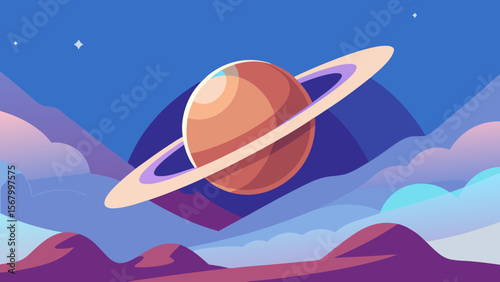 Landscape on a Planet with a Visible Complex Ring System