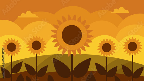 Low Angle View of Sunflowers Turning Towards the Sun Field