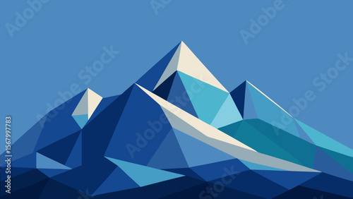Low Poly Style Illustration of a Mountain Range Geometric Art