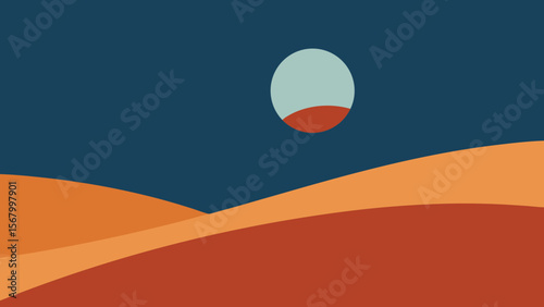 Minimalist Landscape with a Non Linear Curved Horizon Line Design