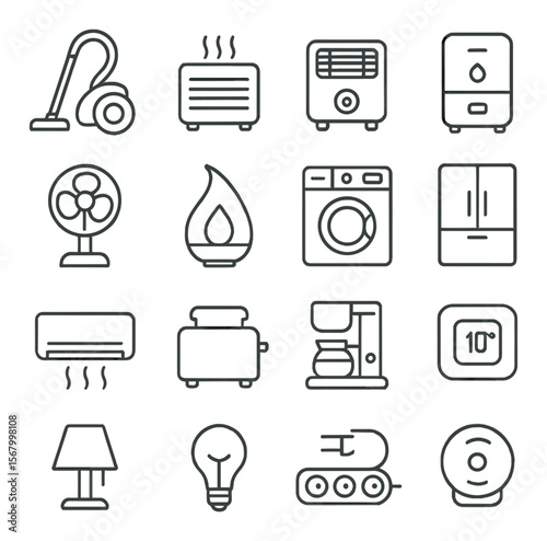 Home appliance collection, essential household gadgets. electrical and kitchen tools set