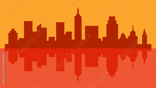 Minimalist Vector of the Silhouette of a City Skyline Urban Design