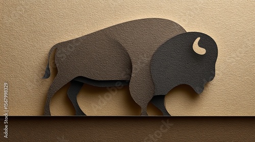 paper cutout of a bison isolated