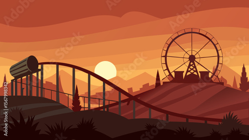 Abandoned Amusement Park with a Rusted Ferris Wheel Urban Decay