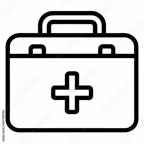 First aid kit icon on transparent background, concept of medicine