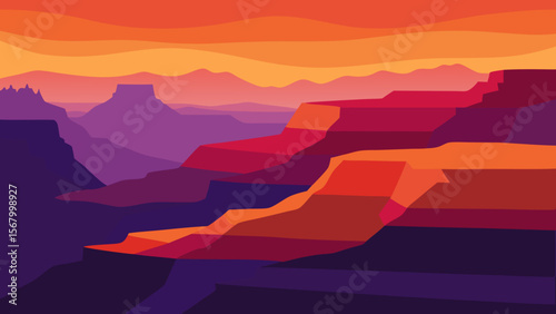 Panoramic Landscape of the Grand Canyon at Sunrise Breathtaking View