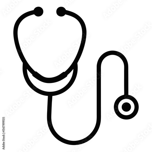 Doctor stethoscope medical device flat icon vector, stethoscope outline vector llustration on white background