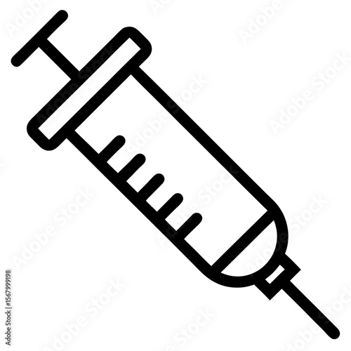 Syringe injection icon line art , medical syringe outline