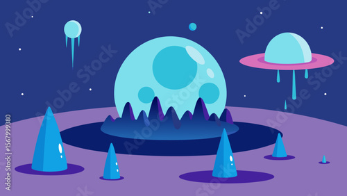 Scene from a Planet Where it Rains Liquid Glass Alien World Landscape