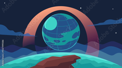 Scene from the Interior of a Dyson Sphere Futuristic Space Structure