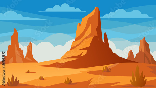 Scene from a High Altitude Desert with Unique Rock Formations Landscape