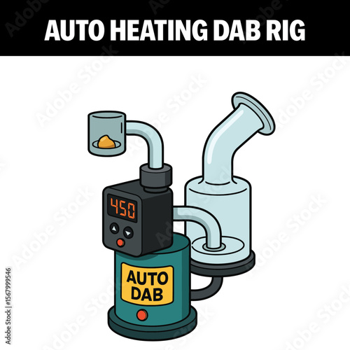 Vector Illustrated Cartoon Automatic Dab Rig with Digital Display Isolated on White Background
