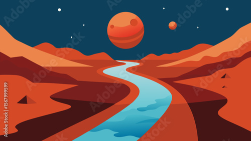 Serene Terraforming Operation on Mars Futuristic Sci Fi Art