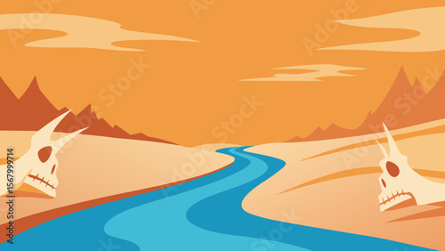 Stark Landscape Vast Dry Riverbed Arid Desert Nature Scene