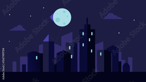 Stylized City Blackout Urban Darkness Power Failure Illustration