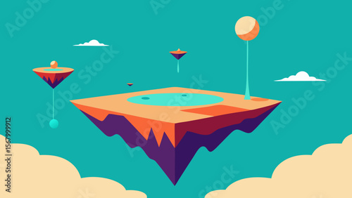 Surreal Landscape Localized Gravity Floating Objects Fantasy Art