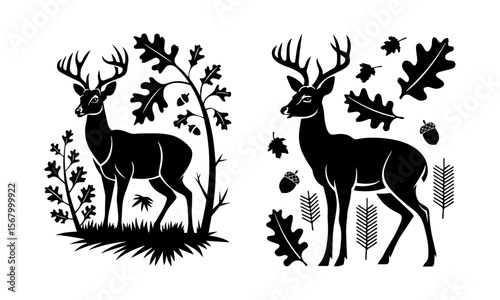 set of deer silhouettes