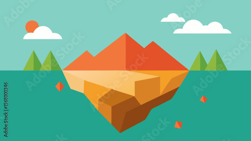Deconstructed Landscape Vector Illustration Abstract Geometric Nature Art Design
