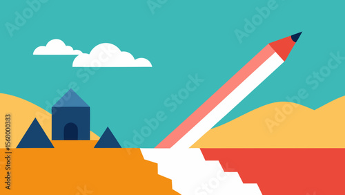 Erased Landscape Vector Illustration Disappearing Decay Nature Art Graphic Design
