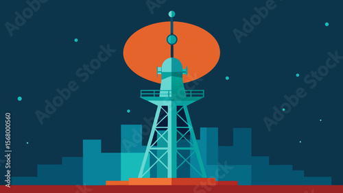 A Vector Illustration Of A Massive And Intricate Antenna Array On A Mountaintop