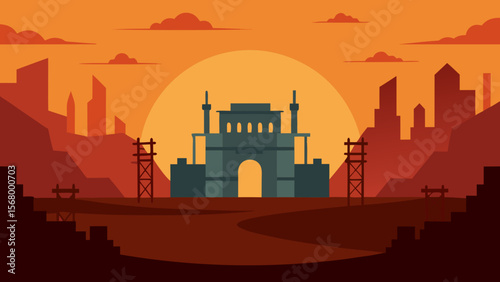 A Vector Illustration Of A Vast And Abandoned Old Western Town Movie Set