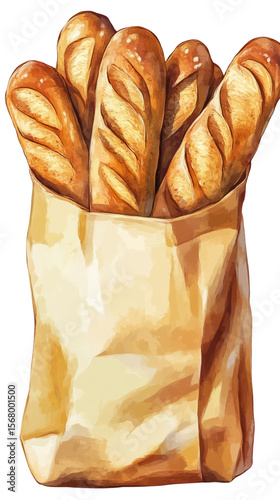 baguette bread in paper bag clip art preview
