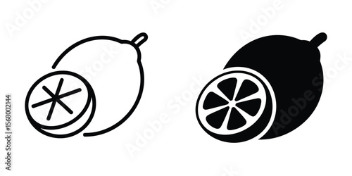 A minimalist icon design showing two citrus fruits
