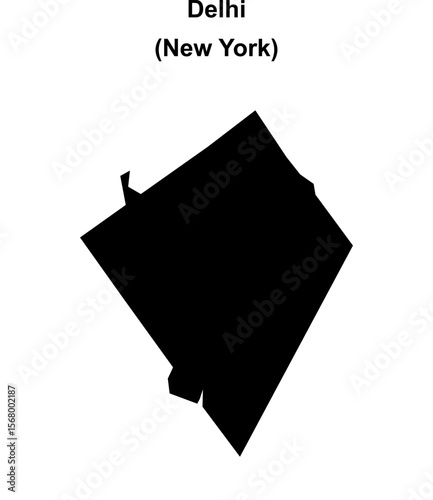Delhi (New York) blank outline map