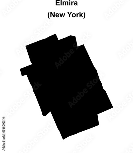 Elmira (New York) blank outline map
