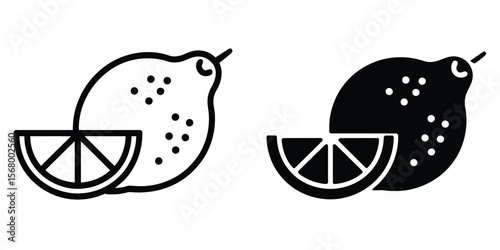 A minimalist icon design showing two citrus fruits