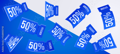 3d coupons. Different angles. Vector illustration