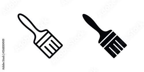 A minimalist icon design showing two identical paintbrush illustrations