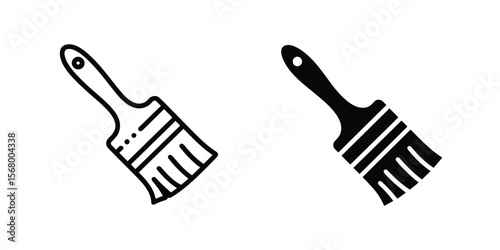 A minimalist icon design showing two identical paintbrush illustrations
