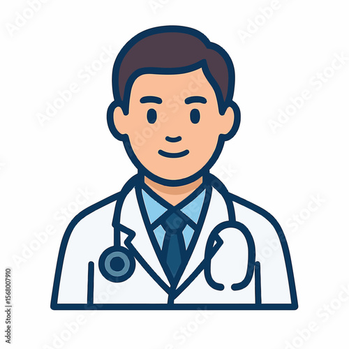 Friendly Doctor Icon in White Coat
