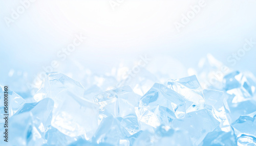 透明感のある氷の背景 – 青い光に照らされた冬のラグジュアリーテクスチャ Smooth Clear Ice Background with Soft Blue Lighting – Luxury Winter Texture