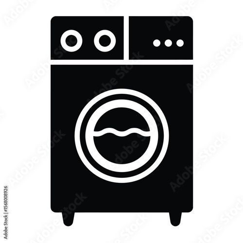 A minimalist icon illustration of a washing machine