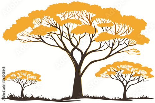 Trees with Autumn Canopy – Vector.