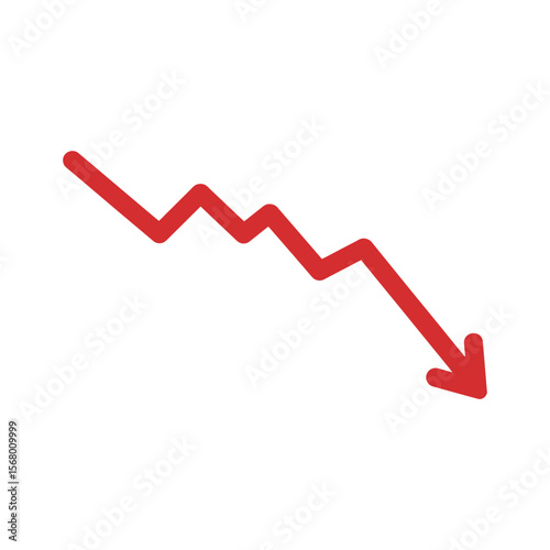 Red downward trend line illustrating decline in financial performance and economic recession