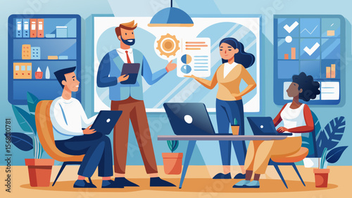Team collaboration meeting in a modern office space