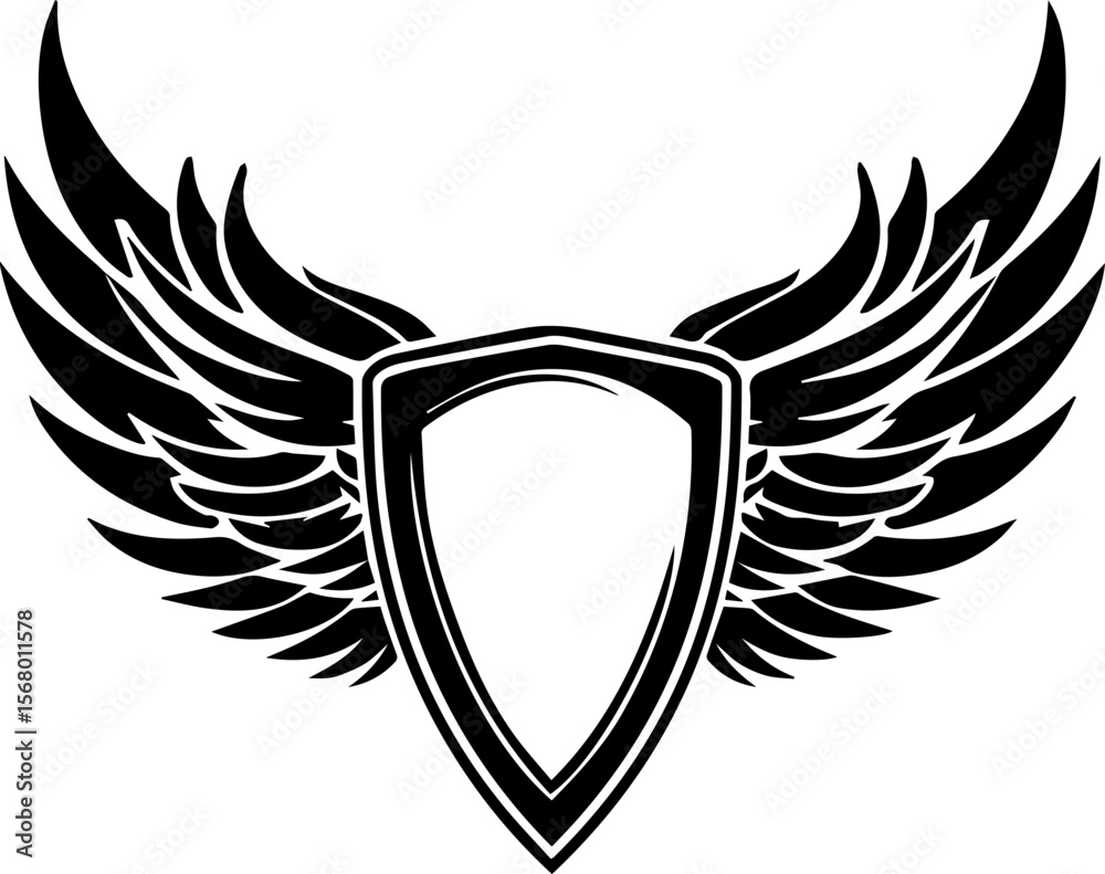 Obraz premium Shield with Wings Emblem Vector Illustration