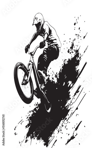 Stylized image of downhill  vector black and white.