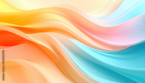 Colorful Abstract Waves in Orange and Blue Tones for Background Use