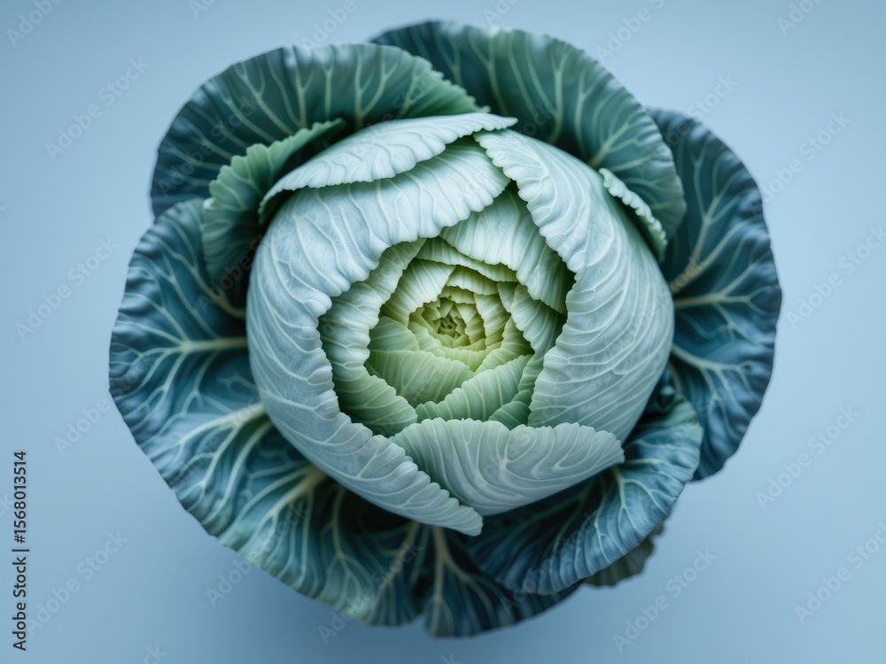 Obraz premium Classic Blue Cabbage Leaves, Organic Design