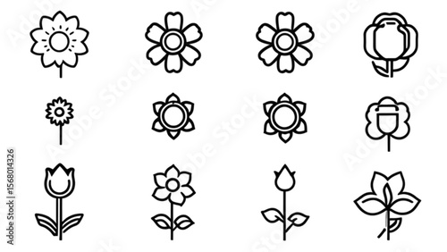シンプルライン花アイコン集｜Simple Line Flower Icons